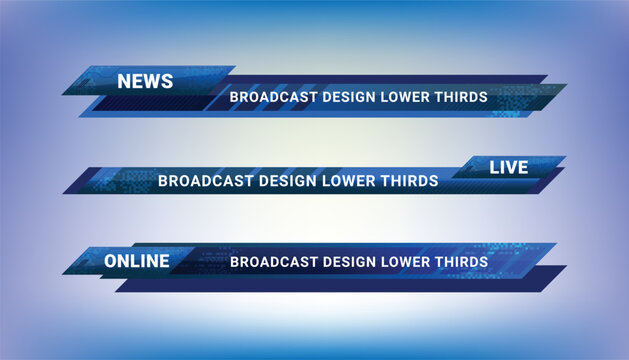 Graphic set of Broadcast News Lower Thirds Banner for Television, Video and Media Channel
