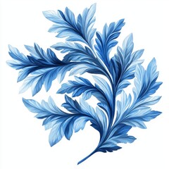 Obraz premium A Majolica tile with a blue floral pattern, isolated on a white background, featuring Talavera-style navy blue floral ornamentation. This tile is characteristic of traditional Portuguese and Spanish