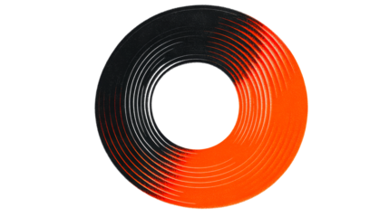 Circular design split black and orange, round object, ring, cut out transparent