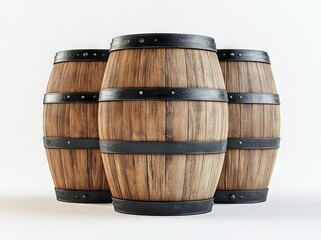 Fototapeta premium Aged Alcohol in Wooden Wine Barrels, Rustic Still Life