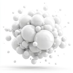 Isolated 3D illustration of a white organic metaball shape on a white background