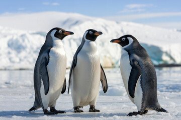 Obraz premium penguins in natural ice landscape 