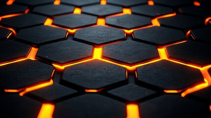 Fototapeta premium Abstract Hexagonal Pattern with Glowing Edges