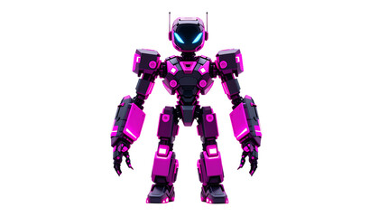 Fototapeta premium Low Poly 3D Neon Robot for Cyberpunk Games