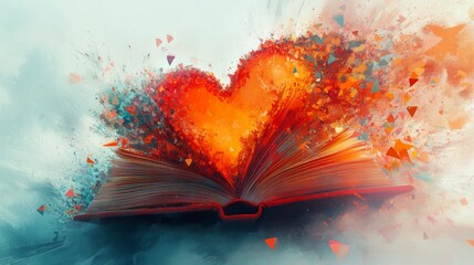 open book with a burning heart