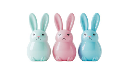 Pastel bunnies figurines, Easter decoration idea, cute, transparent