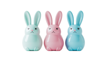 Pastel bunnies figurines, Easter decoration idea, cute, transparent