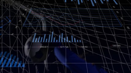 Processing financial data with animation over geometric background, abstract design - Powered by Adobe
