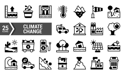 25 Climate Change Icons for Website and App Design.