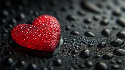 Obraz premium red heart with drops
