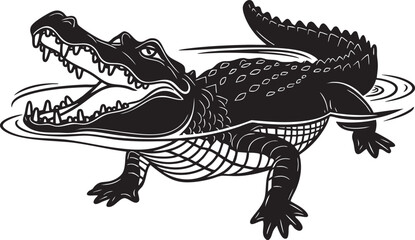 Dynamic Alligator Illustration with Open Mouth