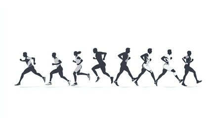 Minimalist Sports Art: Graphic Illustrations of Action Poses, Simple Sport Figures, Modern Athlete Designs, Clean Vector Graphics, Sport Icon Set, Dynamic Movement.
