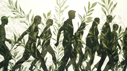 Olive Branch Pathways: Serene Olive Tree Branches, Peaceful Nature Art, Symbolic Olive Branch Design, Tranquil Greenery Illustration, Hope and Peace Imagery.
