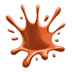 A splash of glossy brown liquid creates abstract shape, resembling paint or chocolate splatter. smooth texture and dynamic form convey sense of motion and fluidity