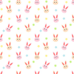 seamless pattern with bunny and flowers for easter holiday background or wrapping paper printing