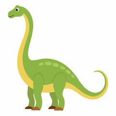 Cartoon funny Brachiosaurus dinosaur. Style for kids.Colorful vector illustration on white background.
