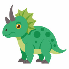 Obraz premium Cartoon funny triceratops dinosaur. Style for kids.Colorful vector illustration on white background.