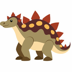 Cartoon Ankylosaurus dinosaur. Style for kids. Colorful vector illustration on white background.