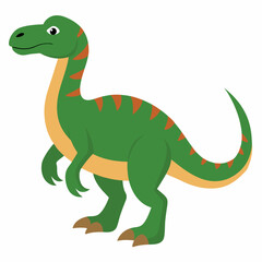 Fototapeta premium Cartoon Iguanodon dinosaur. Style for kids. Colorful vector illustration on white background.