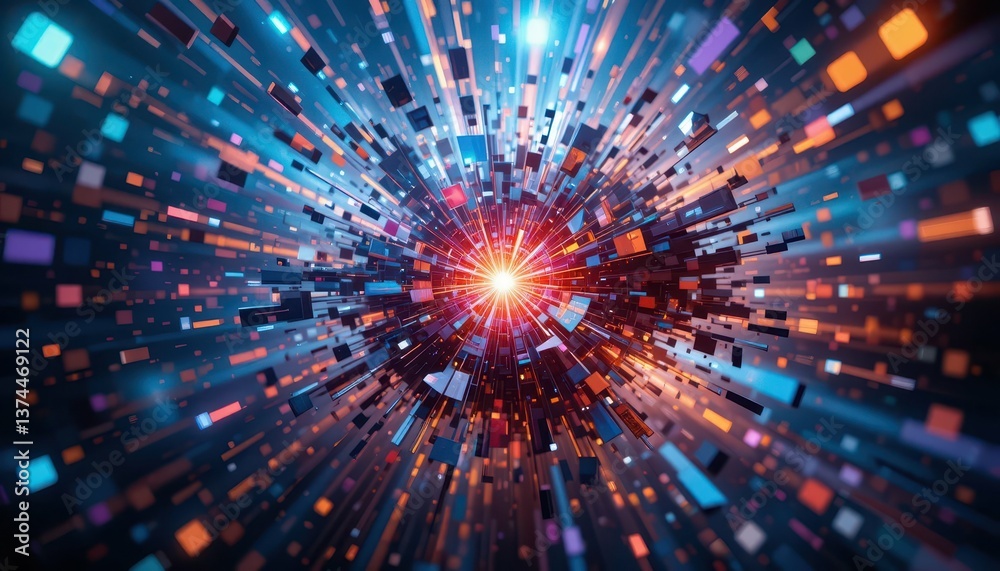 Poster vibrant abstract rays of light and color with dynamic motion effect
