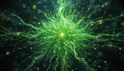 Dynamic Green Abstract Background with Energy and Light Effects