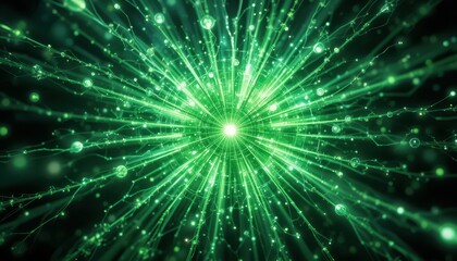 Abstract Green Light Burst with Particles and Energy Waves