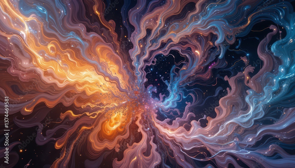 Poster abstract colorful swirl design with dynamic flowing patterns