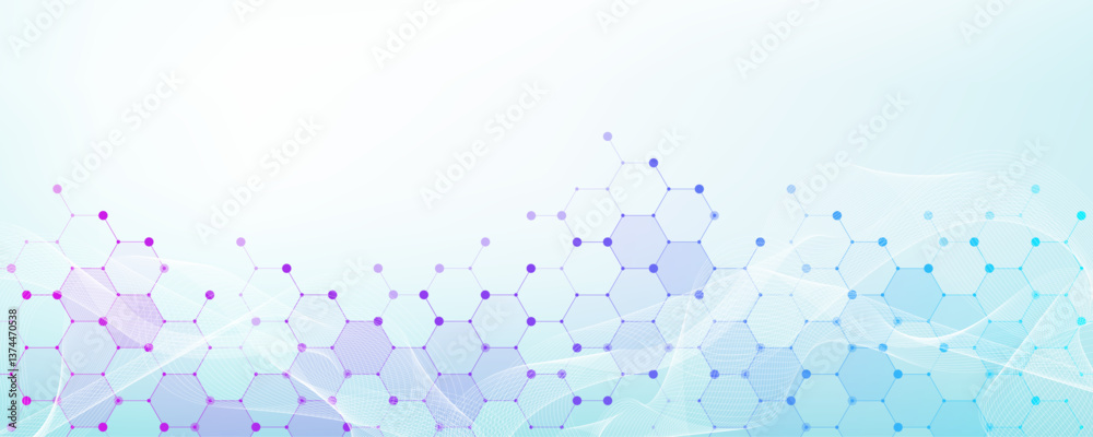 Aufkleber molecular abstract structure and genetic engineering dna. healthcare and medicine background concept