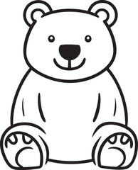 Cute bear cartoon in black and white