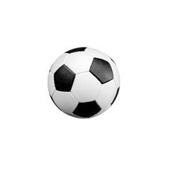 Fototapeta premium A classic black and white soccer ball with pentagonal and hexagonal patterns, isolated on transparency background. ball is perfectly round and appears ready for play
