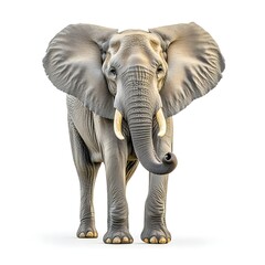 Majestic Adult Elephant Standing Proudly Against White Background in Wildlife Portrait