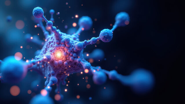 A microscopic view of GLP-1, a hormone that stimulates insulin secretion by pancreatic cells.