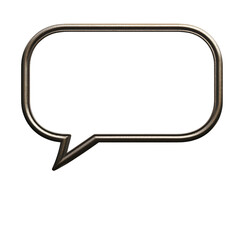 Naklejka premium A metallic speech bubble icon with shiny, reflective surface, symbolizing communication and conversation. design is simple and modern, suitable for digital interfaces or graphic design projects