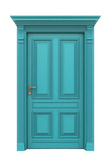 Isolated Turquoise Simple Wooden Door