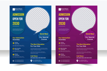 Modern School Admission Flyer Design for Kids, Creative and modern kids admission education poster & flyer, School admission flyer design, Creative and modern online school education admission flyer. 