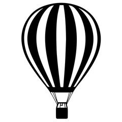 Naklejka premium Hot air balloon with basket isolated on background. Travel, adventure, flight in sky concept. Vector flat design