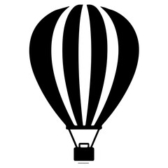 Fototapeta premium Hot air balloon with basket isolated on background. Travel, adventure, flight in sky concept. Vector flat design