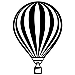 Obraz premium Hot air balloon with basket isolated on background. Travel, adventure, flight in sky concept. Vector flat design