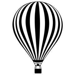 Obraz premium Hot air balloon with basket isolated on background. Travel, adventure, flight in sky concept. Vector flat design