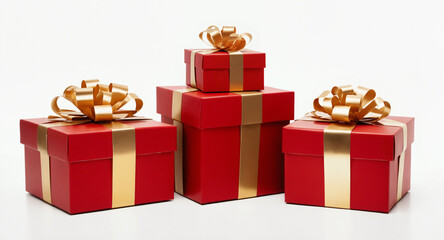 red and gold christmas gift boxes