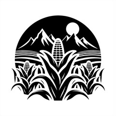 vector illustration of a corn field