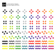 Abstract Geometric Logos & Icons Vector Collection – Y2K, Bauhaus, Brutalist, 64 Piece High Quality Minimalist Set 