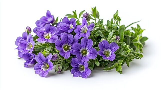 Bunch of vibrant purple heliotrope flowers displayed elegantly against a clean white background for floral beauty
