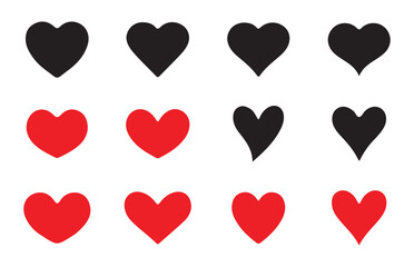 Heart vector set. Various simple red vector heart love icon. Vector illustration eps 10