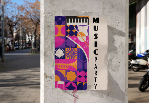 Urban Poster Mockup Displayed on Wall in Barcelona