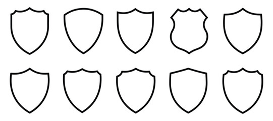 Set of Blank Shield Shapes for Design vector
