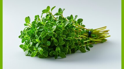 Obraz premium A bunch of fresh green spica displaying their lush green color and delicate texture isolated on a white background