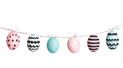 Easter Eggs Garland Hanging, Colorful, Decorative, Festive, cut out transparent
