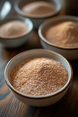 Exploring the diverse forms of psyllium powder in bowls