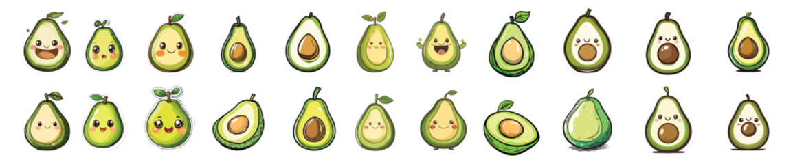 Half Cut Avocado vector icon. fresh Avocado fruit vector. avocado fruit vector. split avocado set